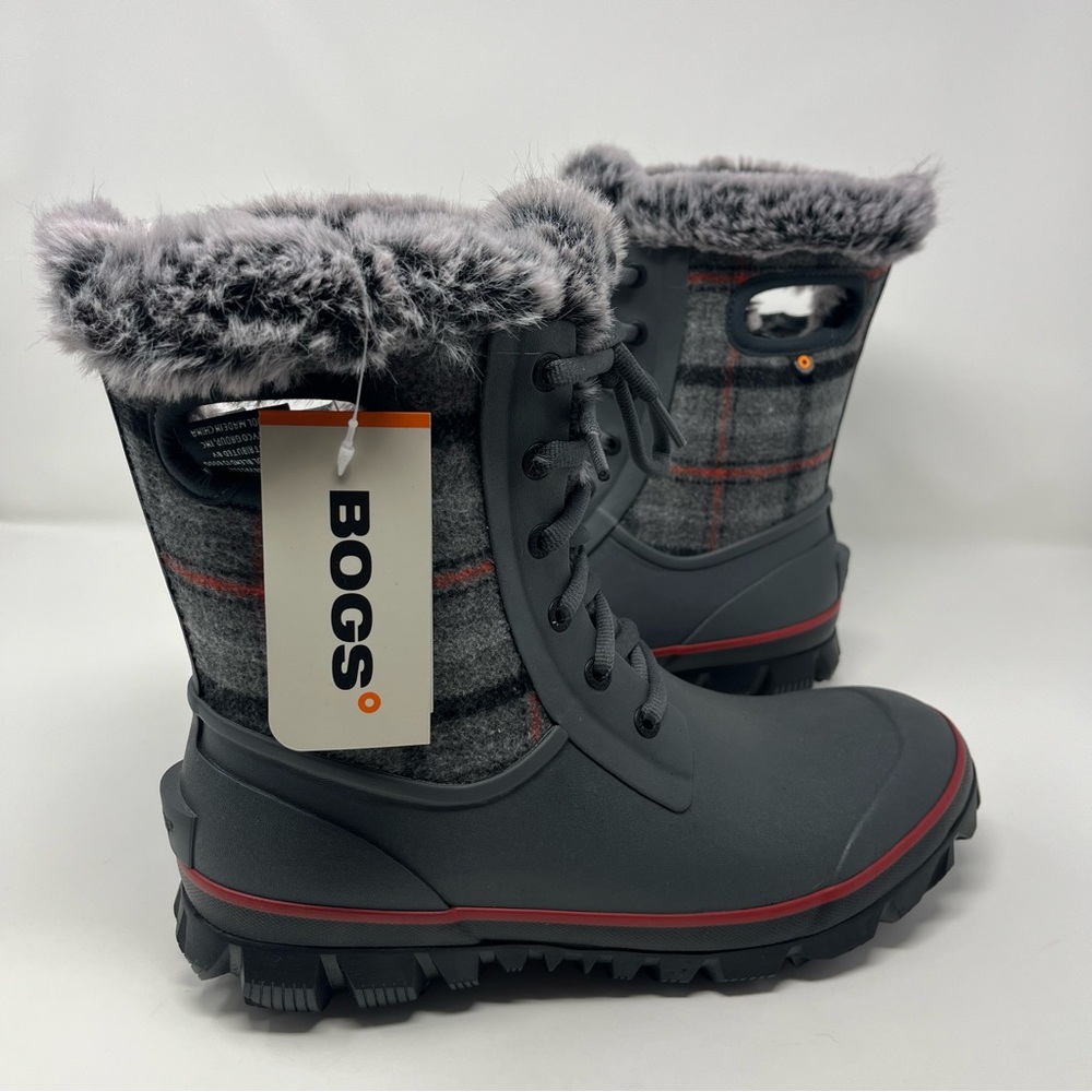BOGS Arcata Cozy Plaid Winter Boots Gray Multi New With Tags Women’s Size 11